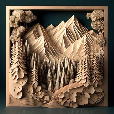 3D model mountain forest (STL)